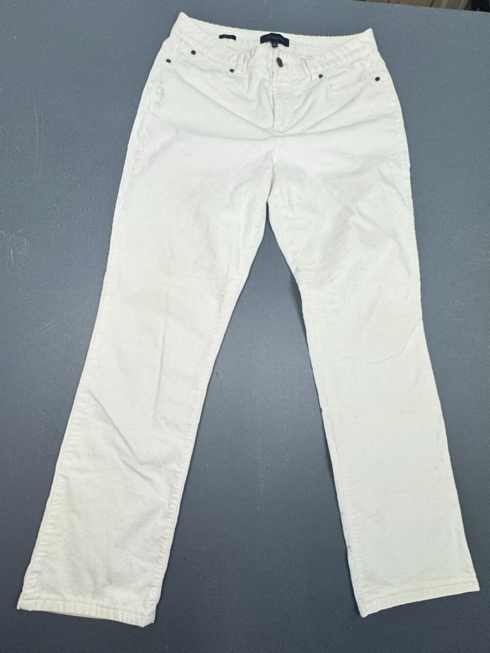 Talbots Heritage Womens Size 8 White Corduroy Pants Straight Leg Stretch 31x29